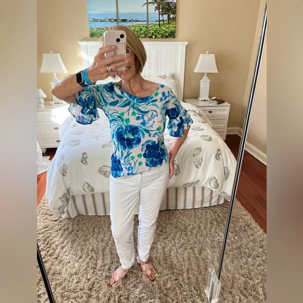 🪸LILLY PULITZER Lula, Sweet Pea Blouse. size S - Picture 2 of 6